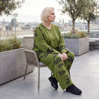 Olivgrüne Ballonhose aus Fleece mit Stretch und Schnürbund für modische Winterlooks