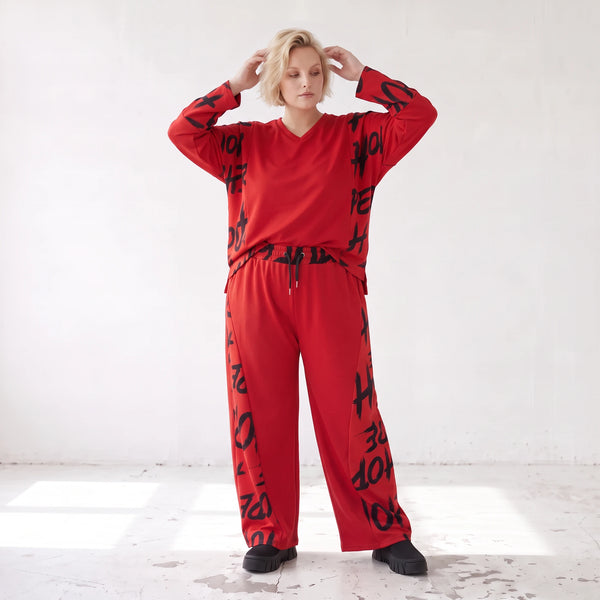 Warme Fleece Ballonhose mit elastischem Bund und Schnürung in legerer Winterform
