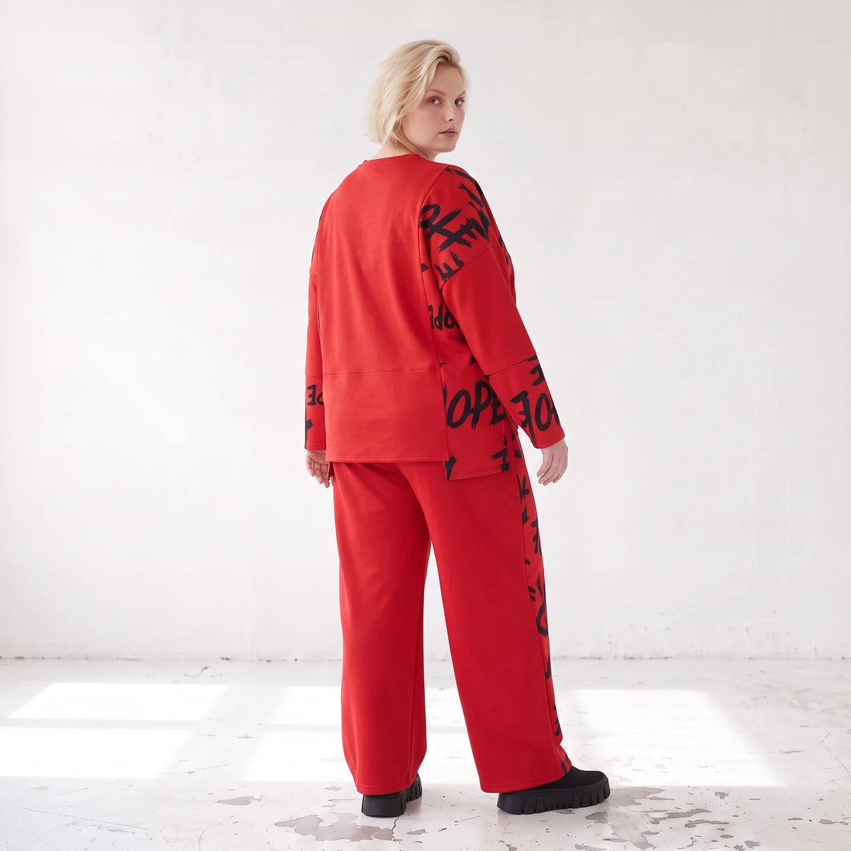 Warme Fleece Ballonhose mit elastischem Bund und Schnürung in legerer Winterform