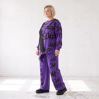 Lila Fleecelangarmshirt mit asymmetrischem Schnitt und Zipfelsaum samt Stretchkomfort