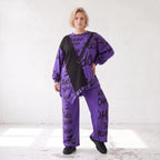 Lila Fleecelangarmshirt mit asymmetrischem Schnitt und Zipfelsaum samt Stretchkomfort