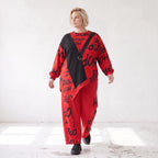 Asymmetrisches Langarmshirt aus weichem Fleece mit Stretch und auffälligem Zipfelsaum