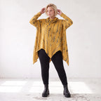 Baumwolljersey Shirt in A-Linie mit Rollkragen Tunnelzug und Zipfelsaum bequem weich