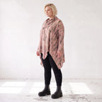 Wintershirt in Rosa/Beige mit Rollkragen Tunnelzug Zipfelsaum und Baumwolle A-Linie