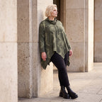 Wintershirt aus Baumwolljersey mit Rollkragen Tunnelzug und Zipfelsaum in A-Linie weich