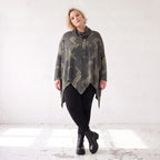 Langarmshirt aus Baumwolle in A-Linie Rollkragen Tunnelzug und asymmetrischem Zipfelsaum