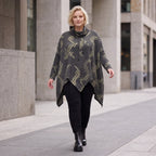 Langarmshirt aus Baumwolle in A-Linie Rollkragen Tunnelzug und asymmetrischem Zipfelsaum
