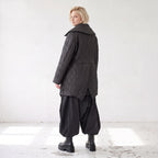 Winterjacke in Lederimitatoptik mit Tunnelzug Hemdkragen Knopfleiste und warmer Haptik