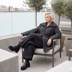 Winterjacke in Lederimitatoptik mit Tunnelzug Hemdkragen Knopfleiste und warmer Haptik