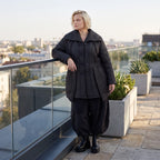 Winterjacke in Lederimitatoptik mit Tunnelzug Hemdkragen Knopfleiste und warmer Haptik