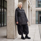 Winterjacke in Lederimitatoptik mit Tunnelzug Hemdkragen Knopfleiste und warmer Haptik