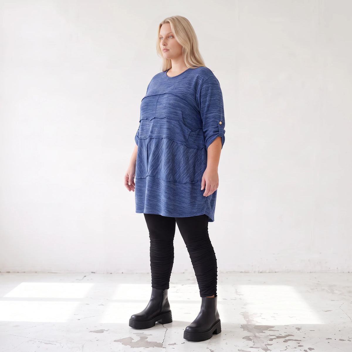 Feiner Strickpullover in A-Linie mit Stretchanteil weich wärmend Made in Italien