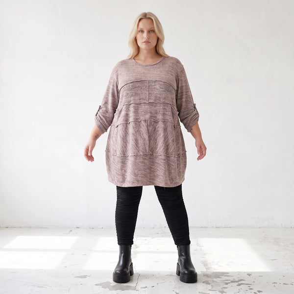 Kuschelig warmer Strickpullover in A-Linie mit Rundhalsausschnitt und Stretchkomfort