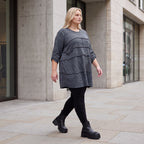 Kuschelig weiches Strickshirt in A-Linie mit Faltennahtmuster und Elasthan winterwarm