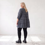 Kuschelig weiches Strickshirt in A-Linie mit Faltennahtmuster und Elasthan winterwarm