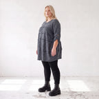 Kuschelig weiches Strickshirt in A-Linie mit Faltennahtmuster und Elasthan winterwarm