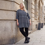 Kuschelig weiches Strickshirt in A-Linie mit Faltennahtmuster und Elasthan winterwarm