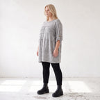 Silbernes Strickshirt in A-Linie aus weichem Stretchstoff warmes Basic für den Winter
