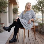 Silbernes Strickshirt in A-Linie aus weichem Stretchstoff warmes Basic für den Winter
