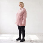 Rosa Ripp Hoodie mit Kapuze Kängurutasche und Stretch mit gerader bequemer Passform