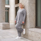 Langarmshirt in Glockenform aus Slinky mit Stretch und Rundhalsausschnitt fließend