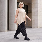 Ärmelloses Basic Top in A-Linie aus fließendem Slinkystoff mit Stretch und Zipfelsaum