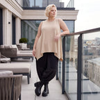 Ärmelloses Basic Top in A-Linie aus fließendem Slinkystoff mit Stretch und Zipfelsaum