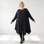 Fließendes A-Linienkleid aus Slinky mit Stretch und Rundhalsausschnitt pflegeleicht