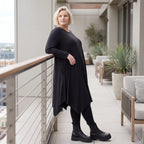Fließendes A-Linienkleid aus Slinky mit Stretch und Rundhalsausschnitt pflegeleicht
