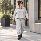 Graue Ballonjeans aus Stretchdenim in lockerer Form für bequemen lässigen Alltagslook