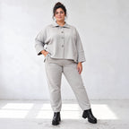 Karottenhose in grauer Jeansoptik mit elastischem Komfortbund und weicher Stretchqualität