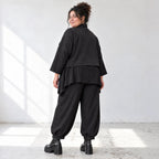 Schwarze Jeansjacke aus Stretchdenim in kastiger Form aus Baumwolle mit Elasthan