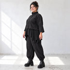 Schwarze Jeansjacke aus Stretchdenim in kastiger Form aus Baumwolle mit Elasthan