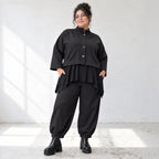 Schwarze Jeansjacke aus Stretchdenim in kastiger Form aus Baumwolle mit Elasthan
