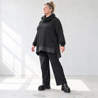 Winterhose aus Stretchjersey mit geradem Bein elastischem Bund und Overlocknahtdetail