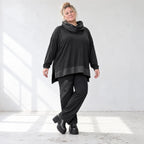 Winterhose aus Stretchjersey mit geradem Bein elastischem Bund und Overlocknahtdetail