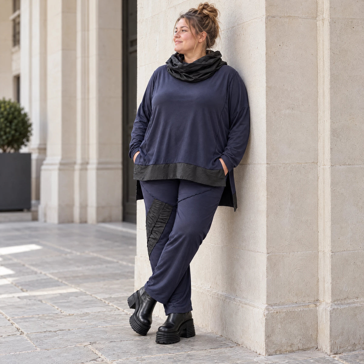 Jerseyhose mit Stretch und geradem Bein bequemer Bund weich fließend für kalte Tage