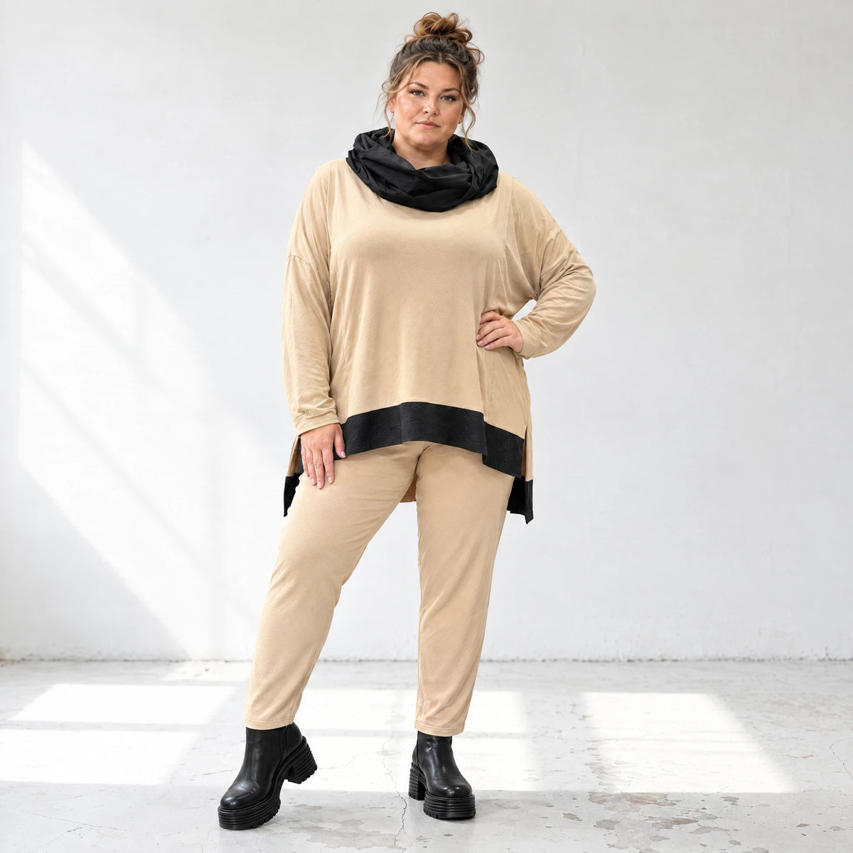 Karottenleggings aus Viskosejersey mit Elasthan schmal geschnitten mit elastischem Bund