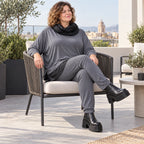 Graue Karottenleggings aus Jersey mit Stretch und Elastikbund weich und bequem warm