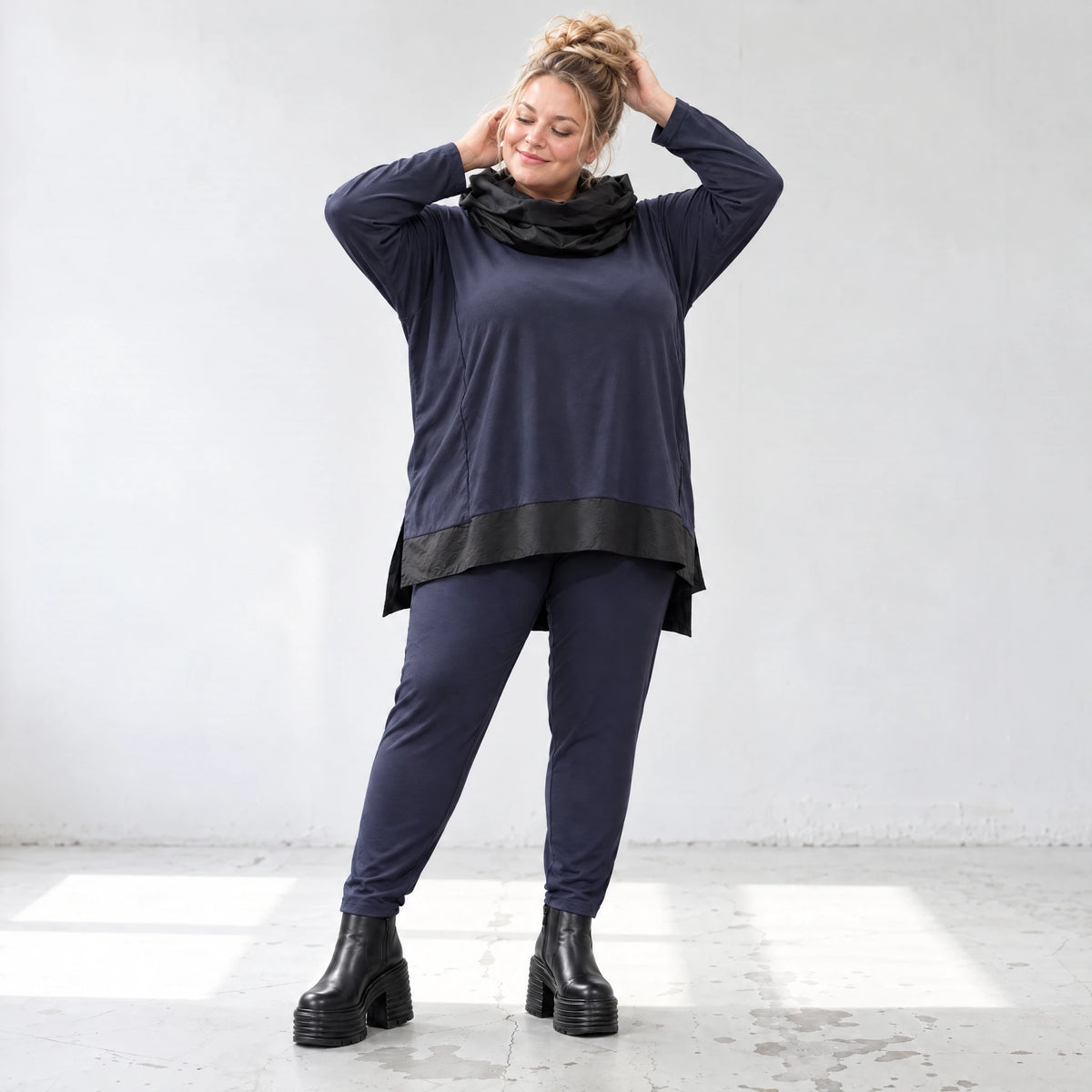 Winter Karottenleggings aus warmem Viskosejersey mit Stretch und bequemem Dehnbund
