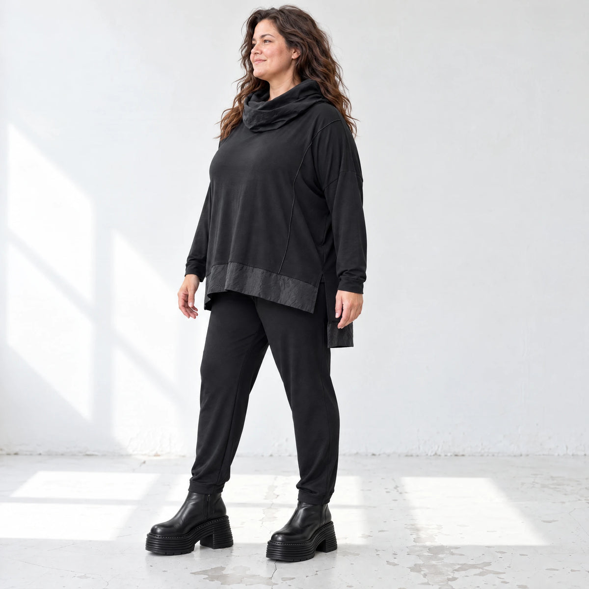 Bequeme Jerseyleggings aus Viskose mit Elasthan im Karottenschnitt mit Elastikbund