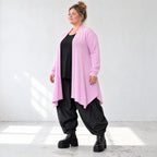 Offener Baumwollstrickcardigan in A-Linie weich warm mit Glockenform ohne Verschluss