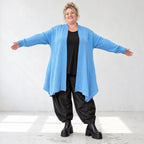 Baumwollstrick Cardigan in A-Linie mit Stehkragen langen Ärmeln und Seitentaschen