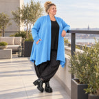 Baumwollstrick Cardigan in A-Linie mit Stehkragen langen Ärmeln und Seitentaschen