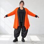 Baumwollcardigan in A-Linie mit Stehkragen und Memorytaft weich warm ohne Verschluss