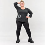 Schwarzes Basic Shirt aus weichem Stretchjersey mit Rundhalsausschnitt und 7/8-Arm