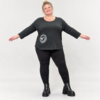 Schwarzes Basic Shirt aus weichem Stretchjersey mit Rundhalsausschnitt und 7/8-Arm