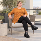 Langarmshirt in Braun aus weichem Stretchjersey mit fließender A-Linie für den Alltag