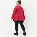 Rotes Langarmshirt mit fließender A-Linie aus weichem Stretchjersey gefertigt in Italien