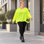 Lässiges Langarmshirt in leuchtendem Neongelb mit V-Ausschnitt aus weichem Stretchjersey